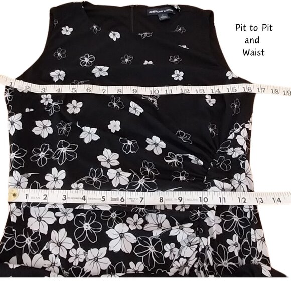 Ralph Lauren's American Living Women Fit & Flare Black/White Floral Midi Dress 6 - Picture 9 of 12